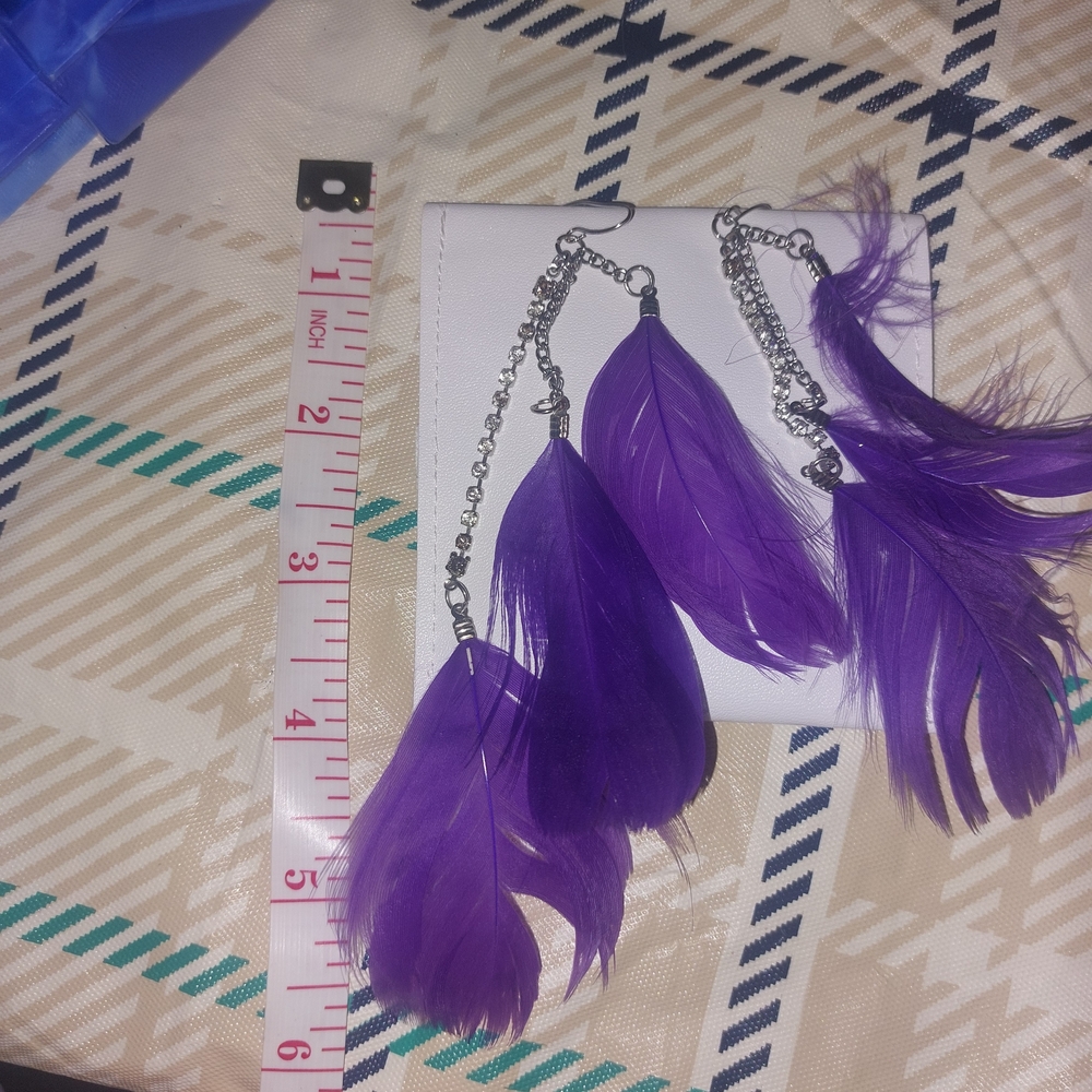 Vibrant Purple Feather Earrings
